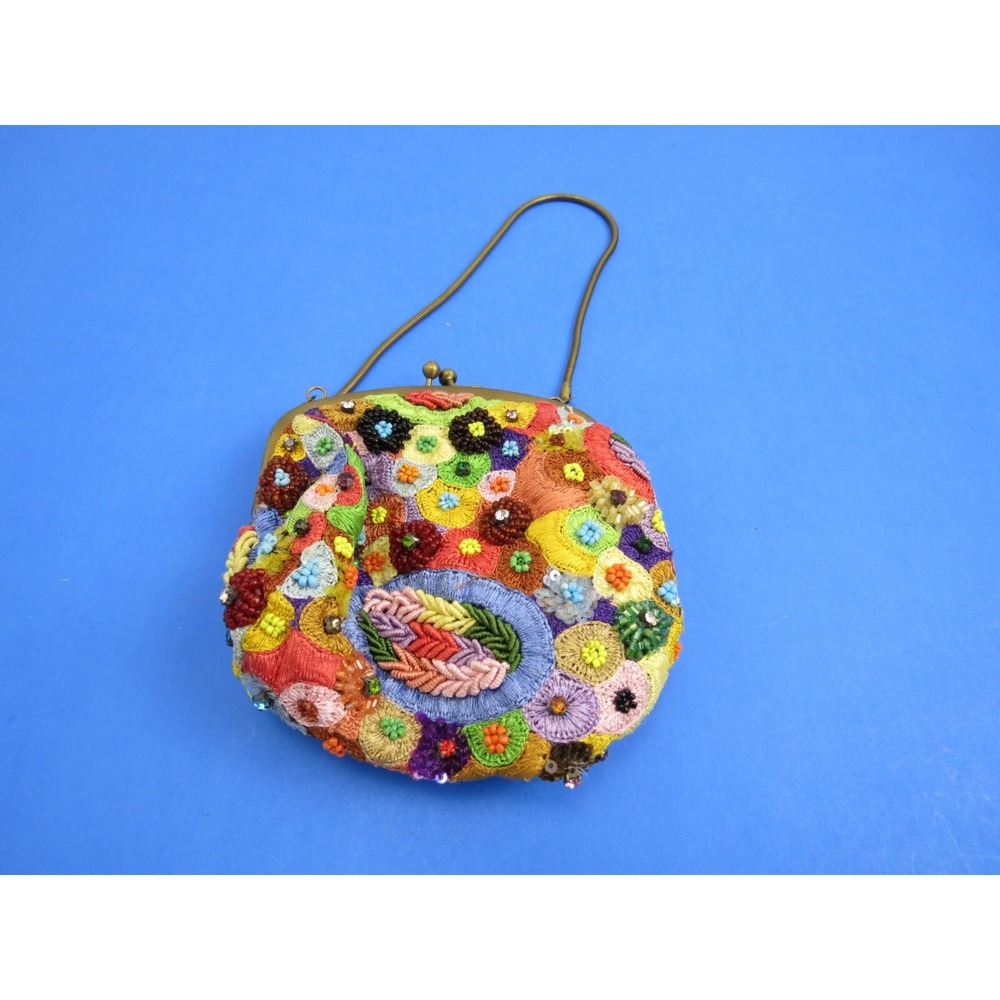 Pierre Urbach by Santi Clutch Small Purse Bag Embroidered Flowers Multicolor
